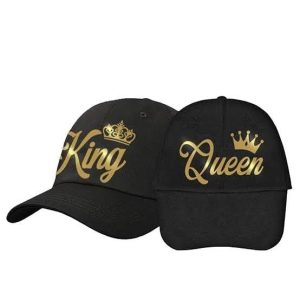 Customize Name King Queen Couple Caps – Creative Print Solutions