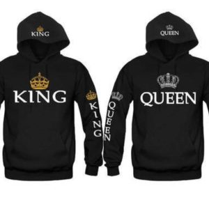 King Queen Matching Couple Hoodies Love Matching His and Her Sweatshirts Black