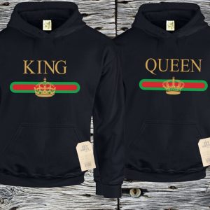 King Queen Matching Couple Hoodies Love Matching His and Her Sweatshirts Black