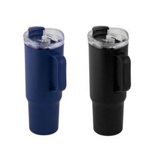 1200ml Large Travel Mug With Handle, Lid & Reusable Straw – Single Walled