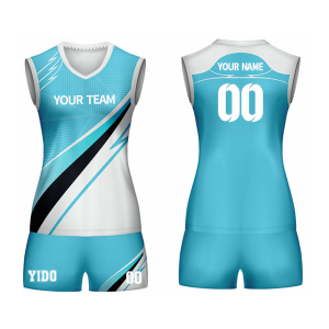 Quick Dry Printed Volleyball Set Custom Blue Color Volleyball Uniform Designs for Women