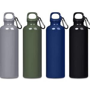 Recycled PET 750ml Metal Water Bottle – Sustainable Hydration With Handy Carabiner Hook