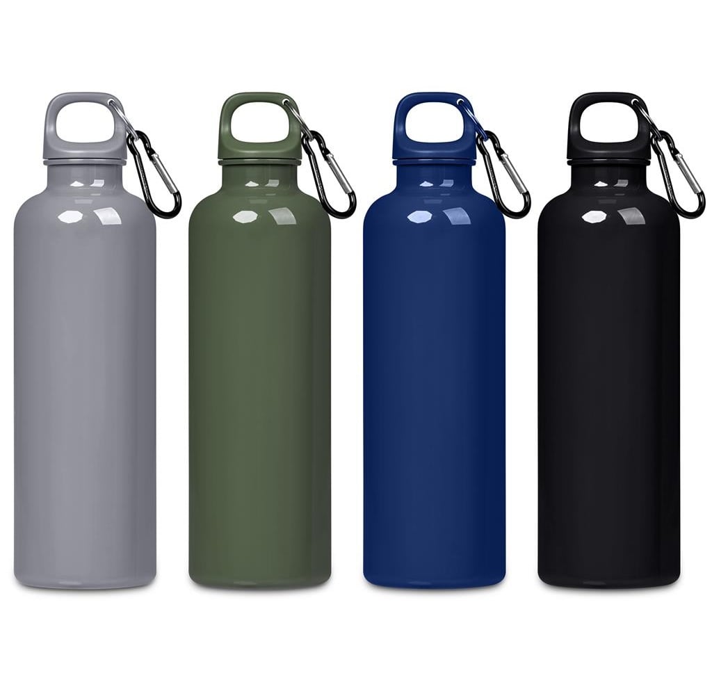 Recycled PET 750ml Metal Water Bottle – Sustainable Hydration With Handy Carabiner Hook
